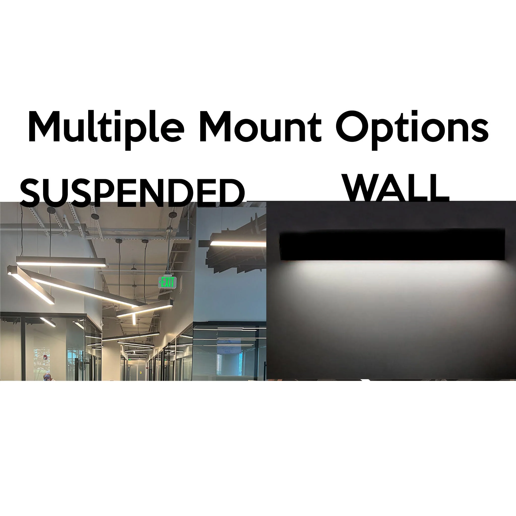 2 FT LED Direct/Indirect Suspended Linear Fixture G2, 3300 Lumen Max, Wattage and CCT Selectable, 120-277V, Black or White Finish - Image 6