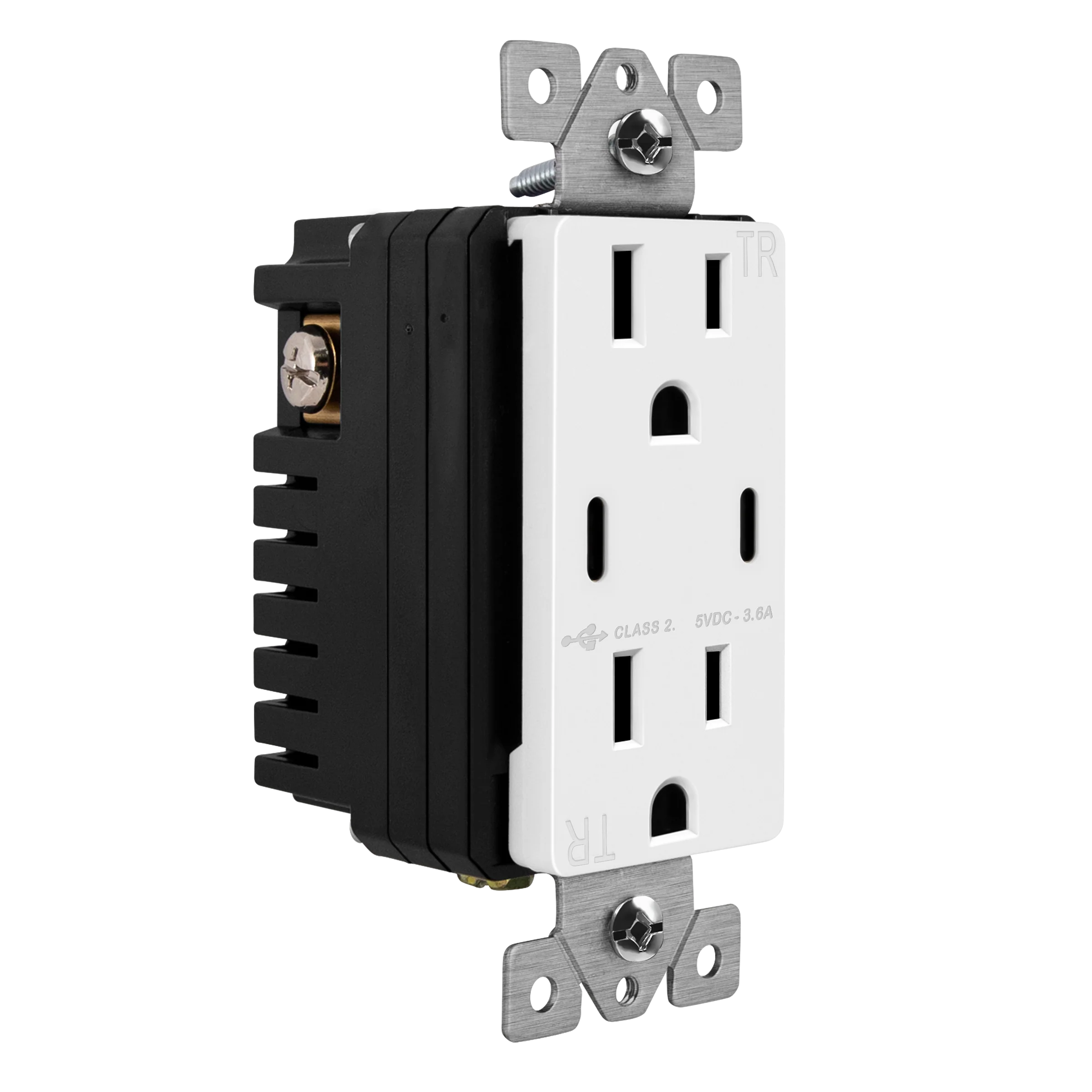 3.6A Dual USB Type C Wall Outlet Charger with 15A Tamper-Resistant Receptacle - Image 4