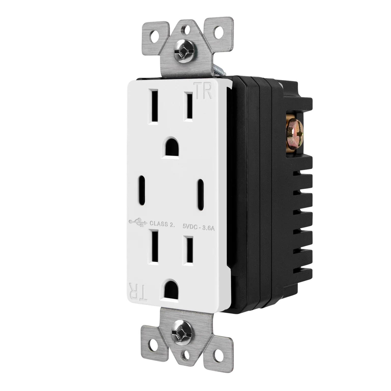 3.6A Dual USB Type C Wall Outlet Charger with 15A Tamper-Resistant Receptacle - Image 5