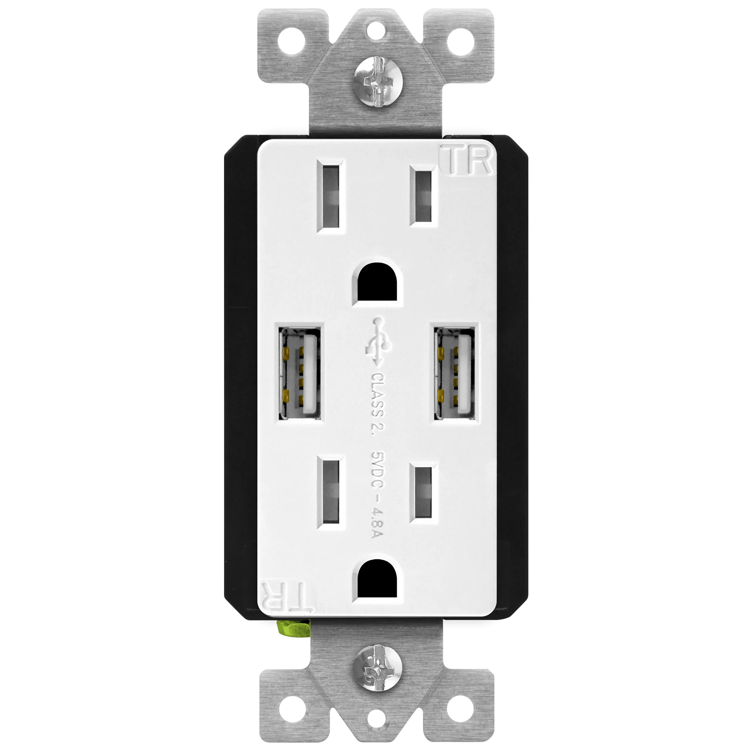 4.8A USB Dual Type A Wall Outlet Charger  with 15A Tamper-Resistant Receptacle - Image 4