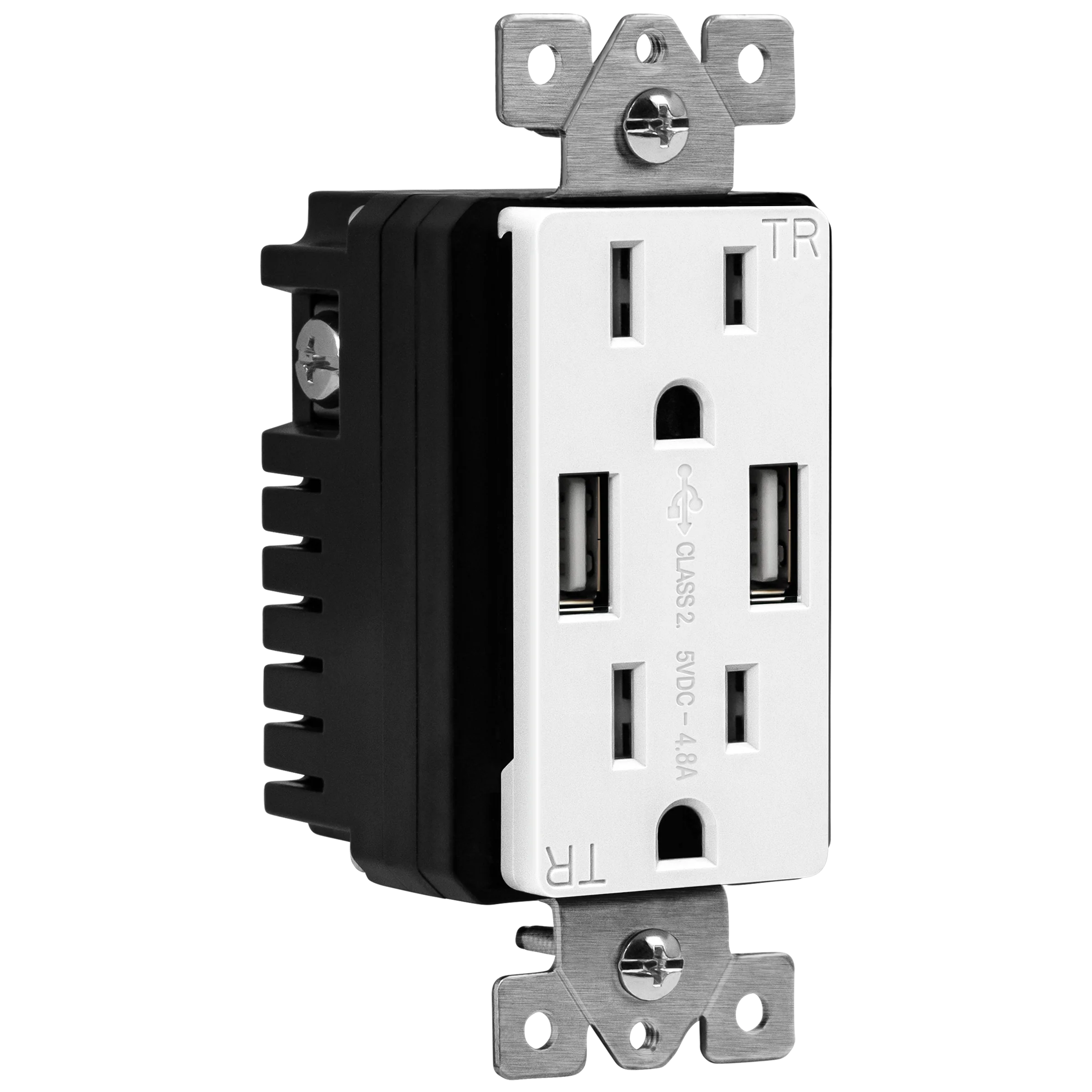 4.8A USB Dual Type A Wall Outlet Charger  with 15A Tamper-Resistant Receptacle - Image 5