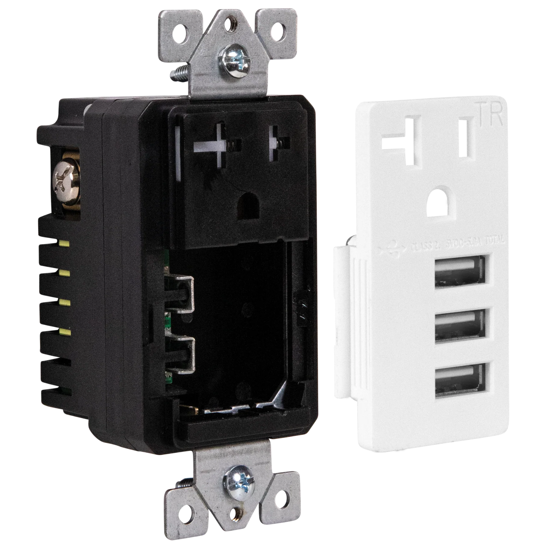 5.8A Three USB Type A Wall Outlet Charger  with Single 20A Tamper-Resistant  Receptacle - Image 4